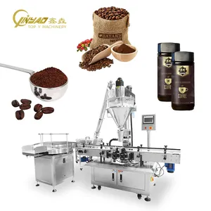 Automatic Weight Flour Chilli Milk Coffee Glass Bottle Aluminum Can Auger Screw Powder Filling And Capping Machine