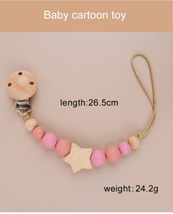 Fatto a mano pentagonale stella di faggio in legno di colore della caramella perline di Silicone dentizione per i ragazzi ragazze del bambino manichino porta <span class=keywords><strong>ciuccio</strong></span> catena a Clip - Product Image 6