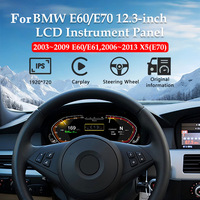 Panel Instrumen Dashboard LCD IPS 12,3 inci Baru, Plug and Play, Kokpit Virtual untuk Seri 5 E60/E61 2003-2009 X5 E70 2006-2013 CE