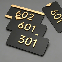 Plaques d'identification de porte de bureau en acrylique personnalisé Plaques d'identification couleur or Signes de numéro de chambre d'hôtel d'appartement
