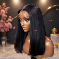 Perruque Bob Lace Front 2x6 Super Double Drawn, Lisse Extrême, 100% Cheveux Humains Péruviens, Densité 250%, pour Femmes Noires
