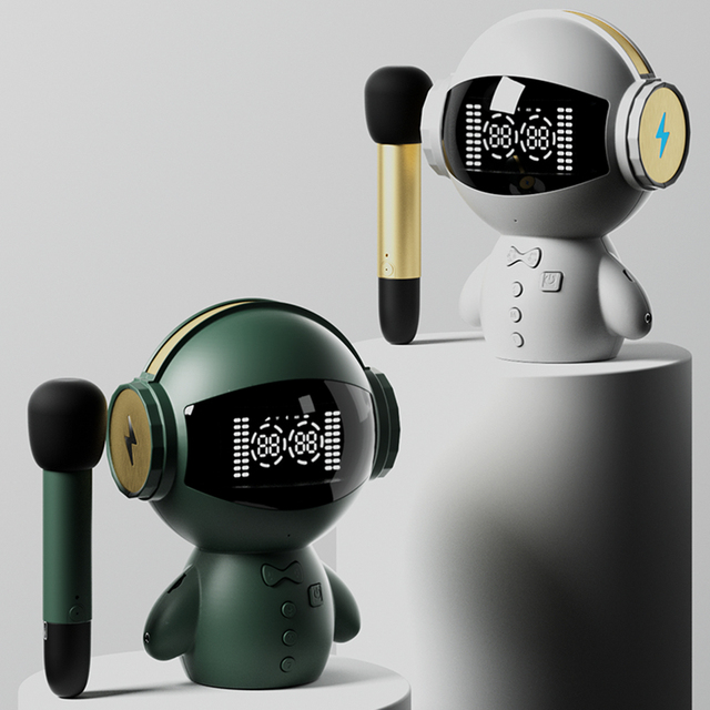 M100 Robot AI Voice Bluetooth Karaoke Speaker Smart Microphone with 1800mAh Battery TF Card for K Song