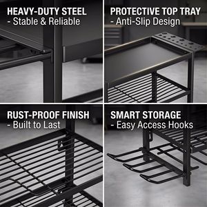 Estante de cocina Sea Shark de acero al carbono, organizador de especias multicapa para fregadero, escurridor de platos con soporte para utensilios y estante para vasos - Product Image 3