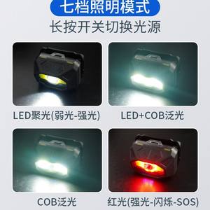 Lampe frontale à induction rechargeable à double lumière Dh11, LED COB haute luminosité, portable pour les sports de plein air, le cyclisme, la pêche nocturne - Product Image 4