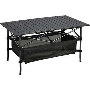 HISPEED Custom Outdoor Lightweight 90x60 Aluminum Picnic <strong>Table</strong> IGT Wood Grain Roll <strong>Foldable</strong> <strong>Camping</strong> <strong>Table</strong> with Carry Bag - Product Image 1