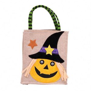 Décorations d'Halloween, sac fourre-tout en toile de jute à motif de citrouille de dessin animé, sac à bonbons pour la fête de la Toussaint, sacs cadeaux pour enfants - Product Image 6