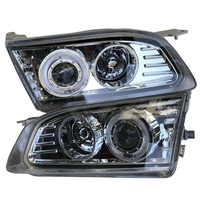 Feux avant de modification LED pour Toyota Corolla Ae110, fond blanc, lentilles Angel Eyes, phares 1998 1999 2000, paire