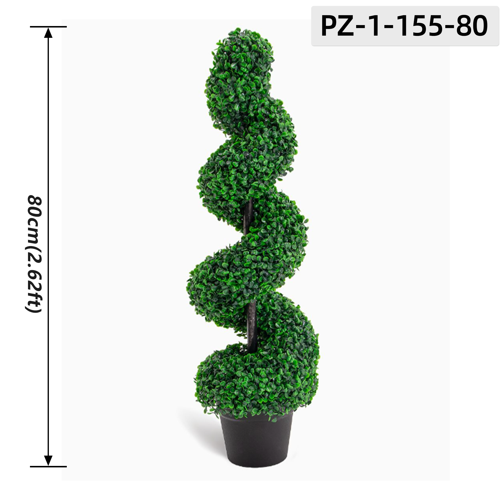 Dark Green Spiral Artificial Boxwood Topiary Tree (80cm/2.62ft)