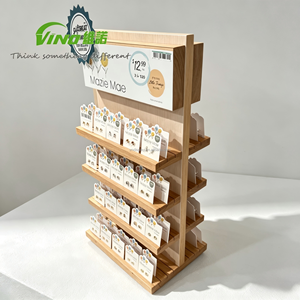 ชั้นวางเครื่องประดับไม้แบบมินิมอลหลายชั้น ทันสมัย เป็นมิตรกับสิ่งแวดล้อม สำหรับวางบนเคาน์เตอร์ร้านค้าปลีก พร้อมที่จัดเก็บการ์ดต่างหู - Product Image 1