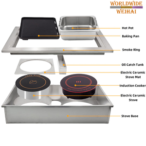 เตาปิ้งย่างเกาหลีแบบไร้ควันสำหรับร้านค้า พร้อมหม้อไฟฟ้าเคลือบกันติด สเตนเลสสตีล ใช้ได้สองแบบ สำหรับ<span class=keywords><strong>ชา</strong></span><span class=keywords><strong>บู</strong></span><span class=keywords><strong>ชา</strong></span><span class=keywords><strong>บู</strong></span>และเตาบาร์บีคิว - Product Image 5