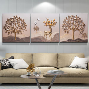 Cervi caldi di vendite 3d che dipingono la decorazione di legno fatta a mano della parete di arte dell'albero dorato - Product Image 5