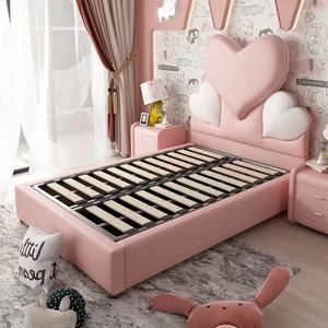 NOVA Neues Design Mädchen Rosa Herzförmiges Gepolstertes Kopfteil Schlafzimmer-Set Möbel Massivholz Kinderbett mit Stauraum - Product Image 3