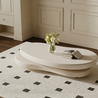Table basse couleur crème durable pour petites maisons, mobilier de salon moderne au design sophistiqué et minimaliste