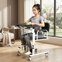 Chaise élévatrice de transfert de patient hydraulique - Fauteuil roulant médical en acier au carbone avec finition chromée, design léger pour