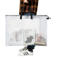 Carpeta de archivo de malla de PVC gruesa personalizada, bolsa de transporte tipo portafolio para arte, almacenamiento de dibujos, bocetos y pinturas, soporte duradero para tablero de anuncios
