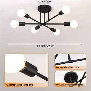 Minimalist <strong>LED</strong> Ceiling <strong>Light</strong> 6-heads Chandelier Gold Finish Shadeless E26 Base Indoor Decor Lighting for Living Room <strong>Hallway</strong> - Product Image 4