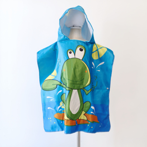 Serviette <span class=keywords><strong>de</strong></span> <span class=keywords><strong>plage</strong></span> à capuche pour enfants avec logo personnalisé en gros, serviette <span class=keywords><strong>de</strong></span> bain poncho, haute absorption d'eau, tissu éponge, boutons à pression sur les côtés - Product Image 1