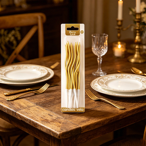 Candele a spirale in paraffina placcate oro, inodore, 11 cm, per decorazioni di compleanno - Product Image 4