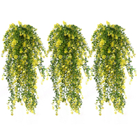 Kunsthangende Bloemen Buiten Faux Planten Lente Decor Zijde Camellia Viooltjes Met Eucalyptus Realistische Uv-Resistente