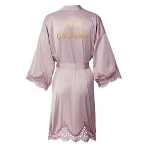 Silk Personalized Embroidery High Quality Women Party Wedding Bridesmaid Bridal Robes <b>Sage</b> Maid of Honor - Product Image 1