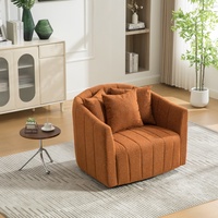 Fauteuil d'appoint moderne surdimensionné rembourré pivotant à 360°, 3 coussins, en chenille capitonnée, forme citrouille, pour salon