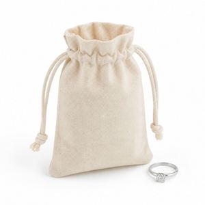 Pochette à bijoux en toile écologique avec cordon de serrage, logo personnalisé, petit sac cadeau pour bagues, colliers, bracelets - Product Image 1