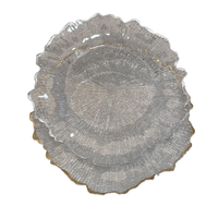 Assiettes de service de luxe durables, écologiques, non toxiques, en plastique transparent avec bord doré, faites à la main, pour fruits, mariages, banquets, style classique rétro