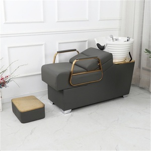 Kisen - Cama de Champú de Estilo Lujoso para Barbería, con Lavabo de Cerámica, Semi-reclinable, para Peluquería y Salón de Belleza - Product Image 1