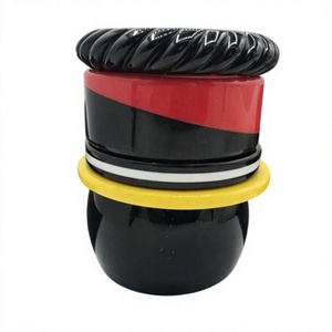 Best Vintage Round Resin Vase with Pink Black Gray Stylish Design Stripes Artistic Home Decoration Craft Party Wedding for Woman - Product Image 2