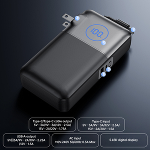 พาวเวอร์แบงค์ <span class=keywords><strong>20000mah</strong></span> Cp-17 3 พอร์ต พร้อมหน้าจอแสดงผล ชาร์จเร็ว 65w สายชาร์จแบบยืดหดได้ หัวปลั๊กแบบเสียบผนัง สำหรับแล็ปท็อป - Product Image 2