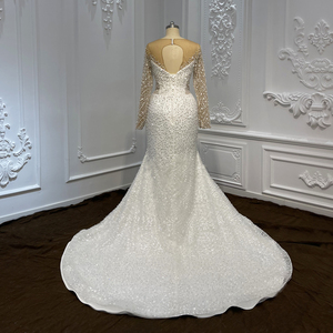 Jancember LSCJ23 Illusion Perles Sirène Robes de Mariée à Manches Longues pour Filles - Product Image 3