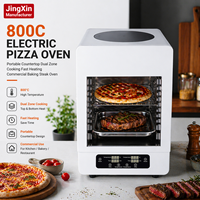Four à pizza électrique JingXin, 800°C, portable, double zone de cuisson, chauffage rapide, four commercial pour la cuisson des steaks