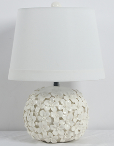 Petal Relief White Ceramic Table Lamp Plug in Wedding Table Lamp Restaurant Table Lamp Dining Table Lamp with Shade - Product Image 6