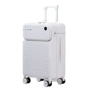 Valise à ouverture frontale avec porte-gobelet, bagage cabine 20 pouces avec serrure à combinaison, roues pivotantes à 360 degrés, unisexe, solide - Product Image 3