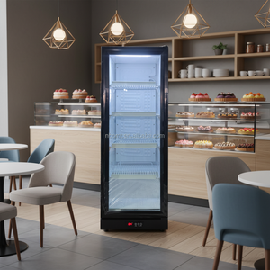 Enfriador Vertical de Vino y Bebidas con Puerta de Vidrio e Iluminación LED, 220V, Equipo de Refrigeración con Compresor, Exhibidor Refrigerado para Almacenamiento Instantáneo de Bebidas - Product Image 1