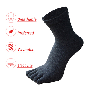 Chaussettes épaisses <span class=keywords><strong>d</strong></span>'automne et <span class=keywords><strong>d</strong></span>'<span class=keywords><strong>hiver</strong></span> à cinq orteils en coton épais de grande taille pour hommes Chaussettes à orteils en coton de couleur pure pour hommes - Product Image 3