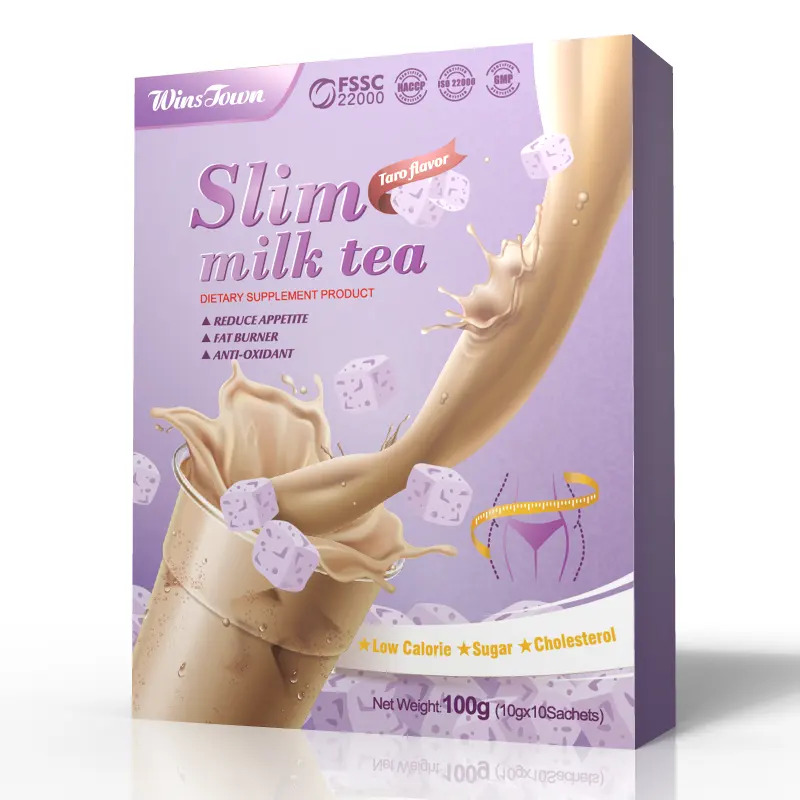 Özel etiket ince süt çay OEM Taro lezzet tozu sliming kilo kaybı diyet sallamak yağ brülör sağlık süt çay