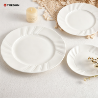 Service de table en céramique blanche TRESUN, rond, embossé, design classique de luxe, passe au lave-vaisselle, durable, pour mariage