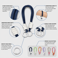 Nouvelle sangle de poignet en nylon avec boucle métallique colorée, anti-perte, tressée, breloque de téléphone, porte-clés unisexe, cordon coloré pour téléphone portable