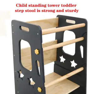 Kid có thể gập lại nhà bếp Helper bước phân có thể điều chỉnh tháp học tập cho trẻ em