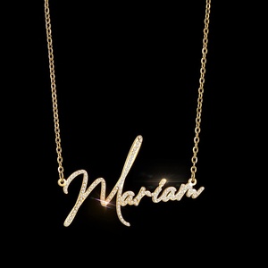 Dropshipping POD Gold Plated Personalized Simple <b>Name</b> Pendant Necklace Cubic Zirconia Diamond Pave Setting Women's Everyday Wear - Product Image 3