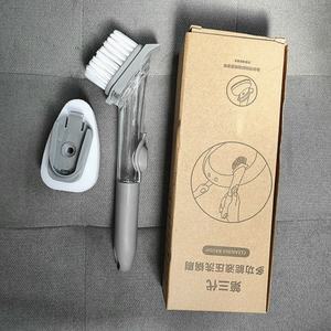 Brosses de nettoyage <span class=keywords><strong>pour</strong></span> ustensiles de cuisine, éponge à récurer à long manche <span class=keywords><strong>pour</strong></span> <span class=keywords><strong>vaisselle</strong></span> et évier, brosse à récurer les plats avec ajout automatique de liquide nettoyant - Product Image 6