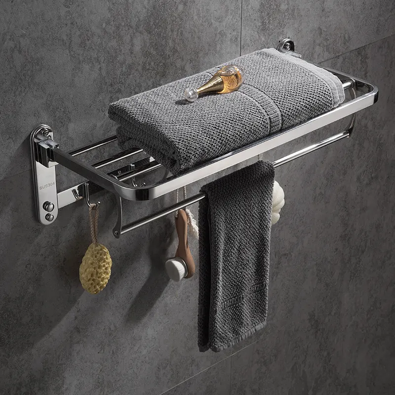 Bathroom Accessories Solid Stainless Steel Towel Rod Hanger Wall Mounted Bathroom Towel Rail Rack