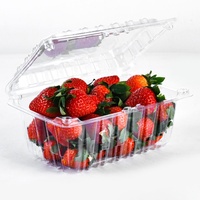 Conteneur alimentaire en plastique PET personnalisé de 500 g, boîte à fruits frais, fraises, bleuets, cerises, tomates, boîte à clapet
