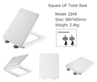 Siège de toilette carré moderne noir et blanc en céramique avec design en urée Duroplast pour salle de bain