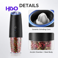Moulin à poivre électrique en acier inoxydable SUS et acrylique ABS, avec mouvement en céramique, disponible en version simple ou en ensemble, avec cadre en fer, moulin à épices et à poivre