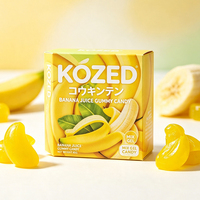 Kozed Bananensap Gummy Candy 28% Gereconstitueerd Sap 0% Vet Fruit Gummy 80g Doos Aangepaste OEM Private Label Groothandel