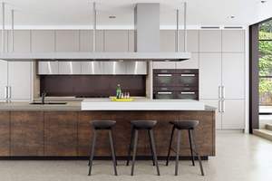 Chaise de salle à manger moderne haut de gamme Yaman, armoires de cuisine grises avec évier, mobilier de cuisine complet en MDF, appartement - Product Image 4