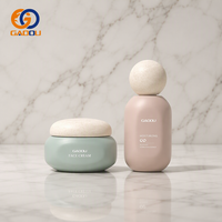 Pot de crème luxueux 30g 50g, ensemble d'emballage cosmétique en verre dépoli, kit de soins de la peau avec compte-gouttes à bille pour sérum