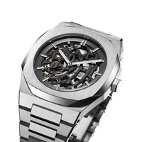 Montres mécaniques squelette en acier inoxydable de luxe pour hommes, personnalisables, étanches, pour le sport, les affaires et les occasions décontractées, avec alarme